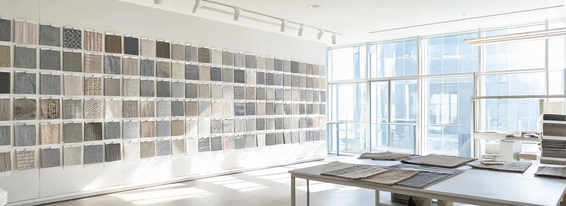 Contract textile design studio material wall