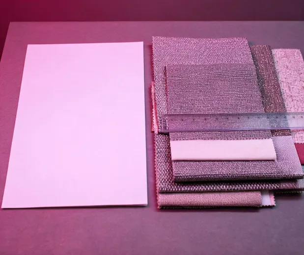 Contract textile project brief beside material samples