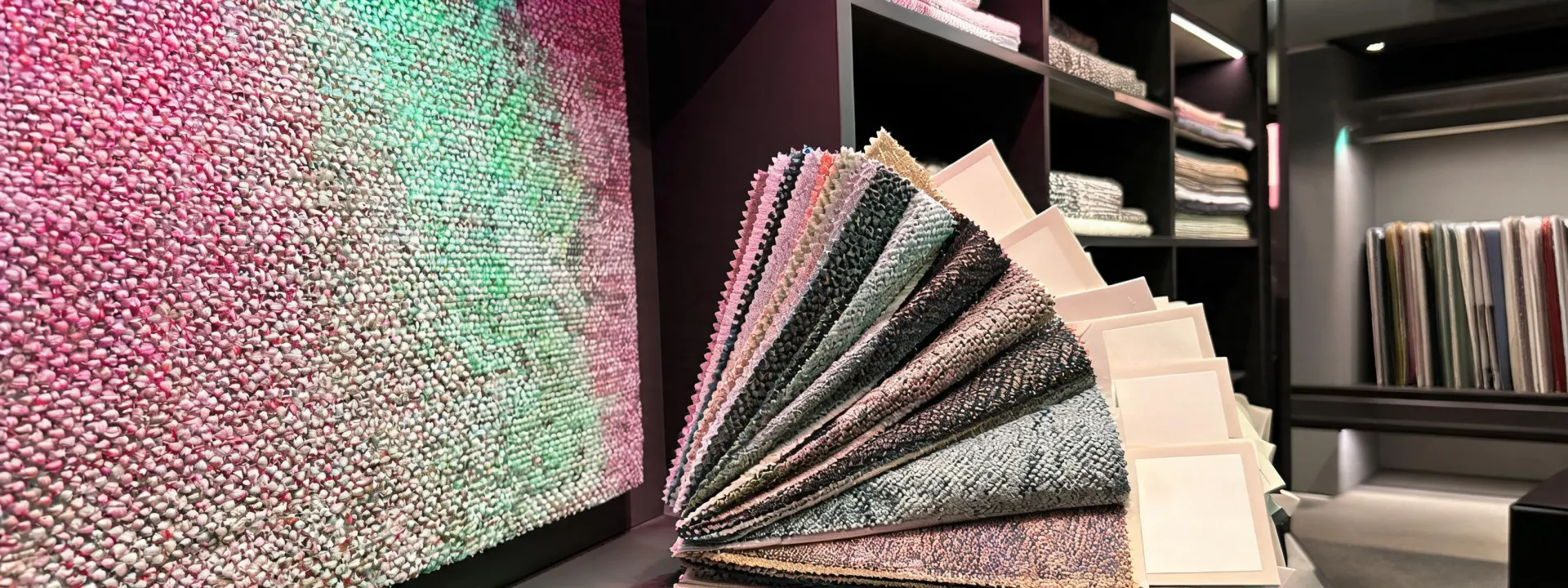 Contract interior textile showroom with Xorel and upholstery memo samples