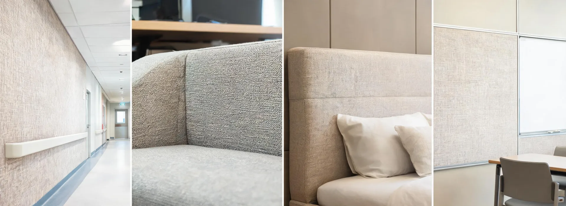 Contract interior applications using upholstery and textile wallcovering